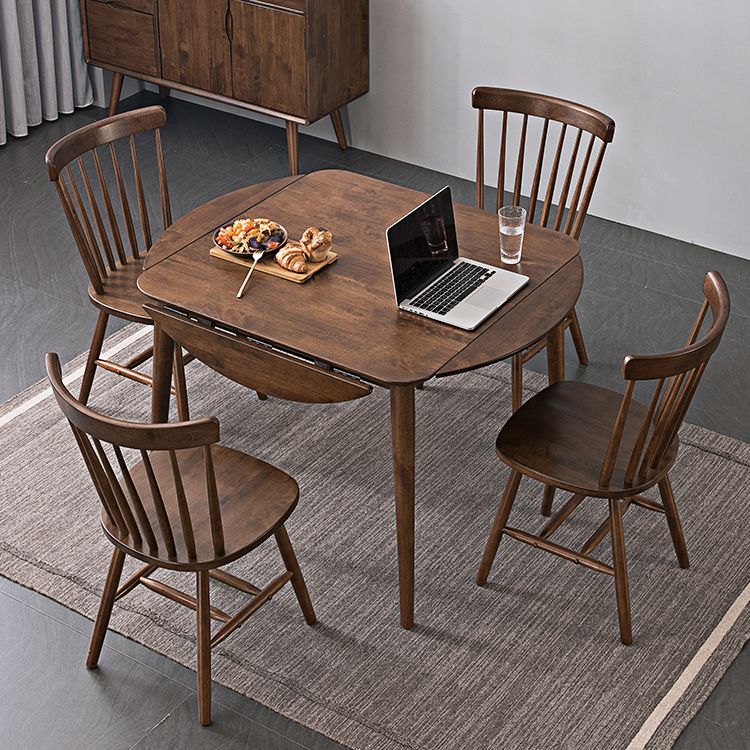 Extendable Round Dining Table in Brown Modern Adjustable Rubber Wood Table with 4 Legs Clearhalo ' dining_table' 'Dining Tables & Seating' 'Dining Tables' 'furn' 'furn_dining_table' 'Furniture' 'furniture_dining_table' 'Kitchen & Dining Furniture' 'kitchen&dining_furn' 'kitchen' 'kitchen_dining_table' 1200x1200_0cd6c67c-9869-4258-b7e5-0824b8f09263