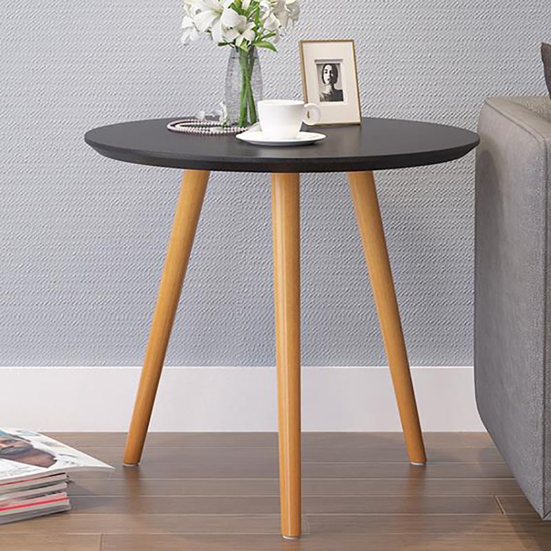 Scandinavian Round Wooden Top Side Table 19.68" Tall 3 Legs End Table