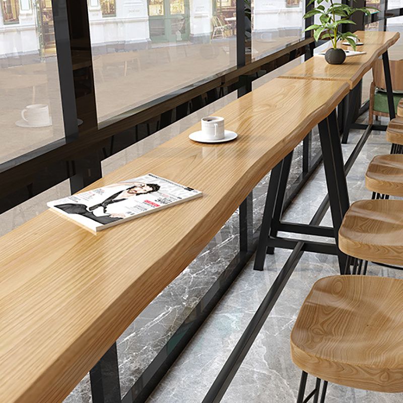 Pine Wood Bar Dining Table Rectangle Industrial Bar Table with Black Trestle Base Clearhalo 'Bar Furniture' 'Bar Tables' 'bar_tables' 'furn' 'furn_bar_tables' 'Furniture' 'furniture_bar_tables' 'Kitchen & Dining Furniture' 1200x1200_0cd71ace-d4e1-4c52-bd18-87d6c0030e70