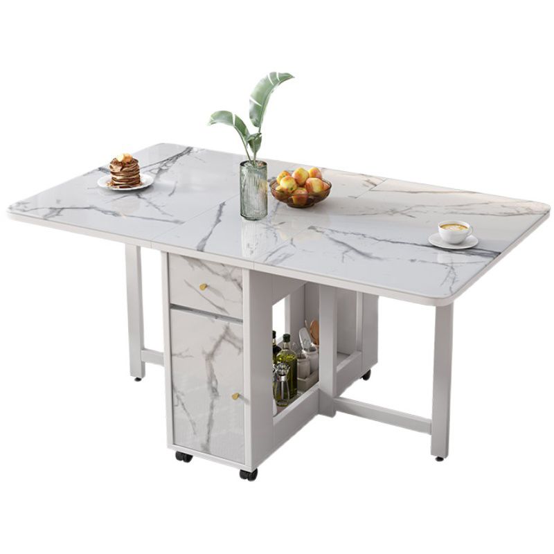 Modern White Dining Table Sintered Stone Drop-Leaf Dining Table for Home Use Clearhalo ' dining_table' 'Dining Tables & Seating' 'Dining Tables' 'furn' 'furn_dining_table' 'Furniture' 'furniture_dining_table' 'Kitchen & Dining Furniture' 'kitchen&dining_furn' 'kitchen' 'kitchen_dining_table' 1200x1200_0cd7e42d-8804-40b5-bf83-49b72be5f404