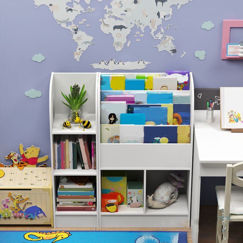 Modem Wooden Bookshelf Pure White Geometric Shelf Bookshelf for Home Office