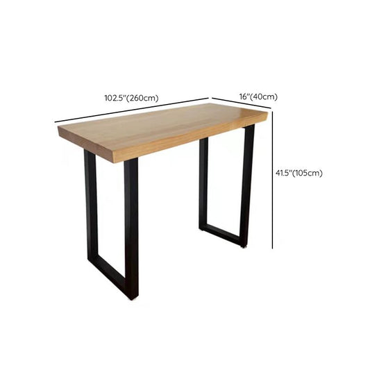 Keuken natuurlijke afwerking massief hout pub tafel met zwart metalen frame