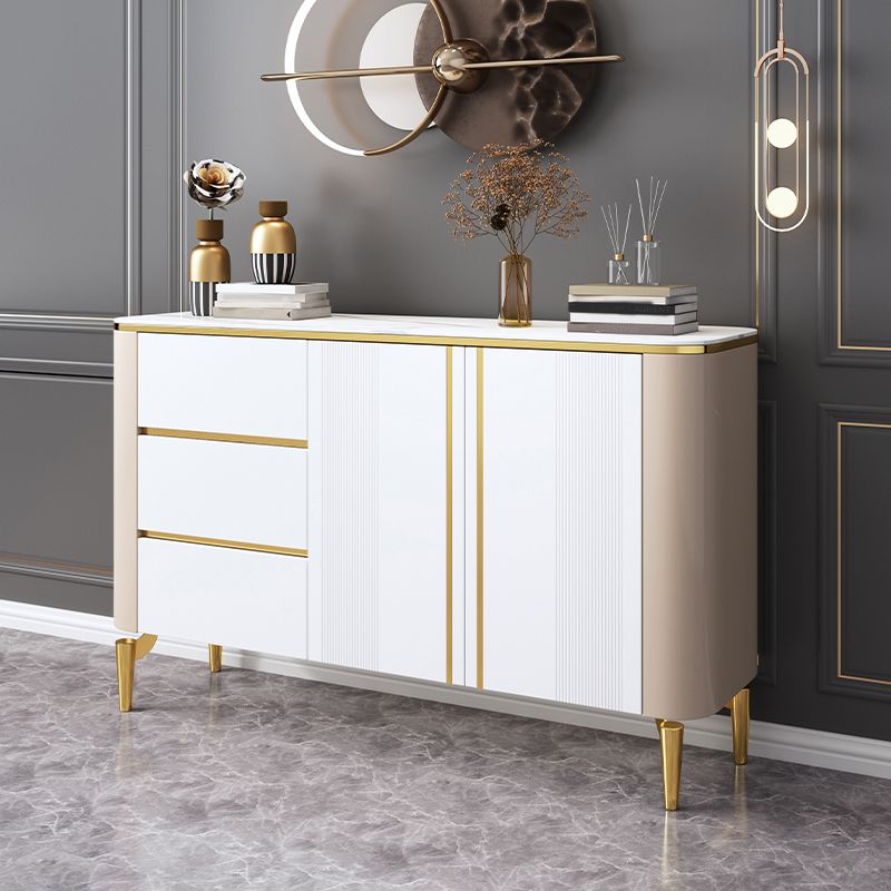 Armadietto di sideboard in pietra e legno con cassetti a buffet glam