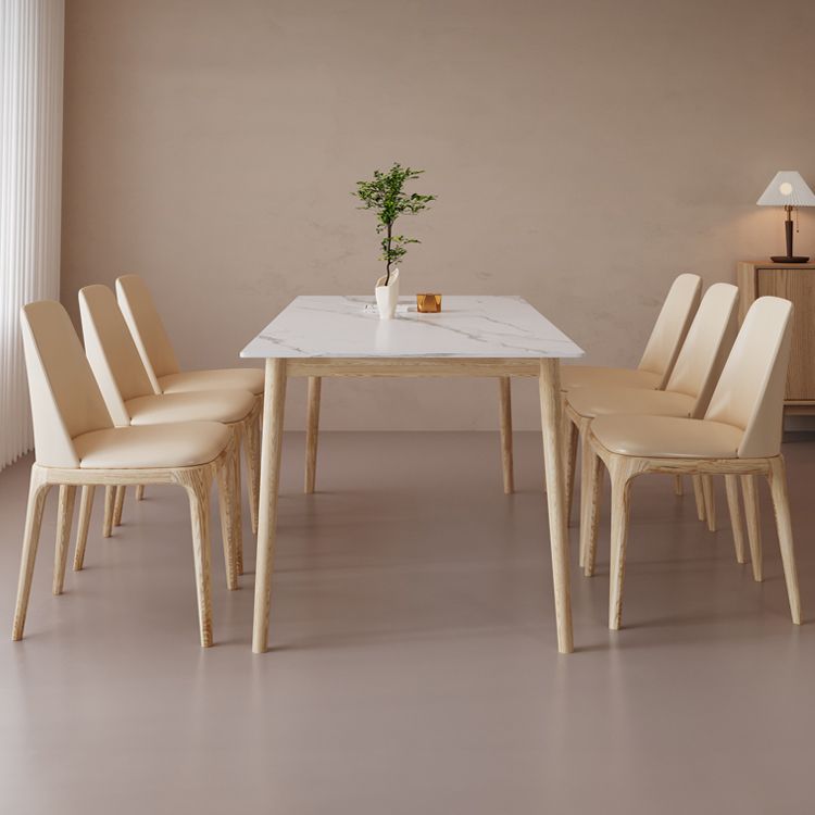 Rectangle Dining Table Set 1/2/6/7/9 Pieces Modern Sintered Stone Table Armless Chairs Clearhalo 'Dining Room Sets' 'Dining Tables & Seating' 'dining_room_set' 'furn' 'furn_dining_room_set' 'Furniture' 'Kitchen & Dining Furniture' 1200x1200_0cd9ce1a-877b-44f6-b095-01c8f37d75b9