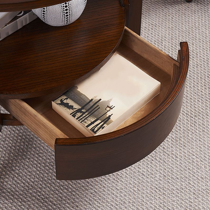 French Country Style Cocktail Table Wood/dark Coffee/walnut Solid Wood Round Coffee Table Clearhalo 'Coffee & Accent Tables' 'End & Side Tables' 'end_side_table' 'Furniture' 'furniture_end_side_table' 'Living Room Furniture' 1200x1200_0cda72a1-4286-4676-8781-261f5daf8717