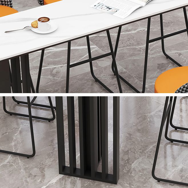 Zeitgenössisches rechteckiges Bartisch-Set, 1/2/7-teilig, mit Leder gepolsterter Thekenhocker