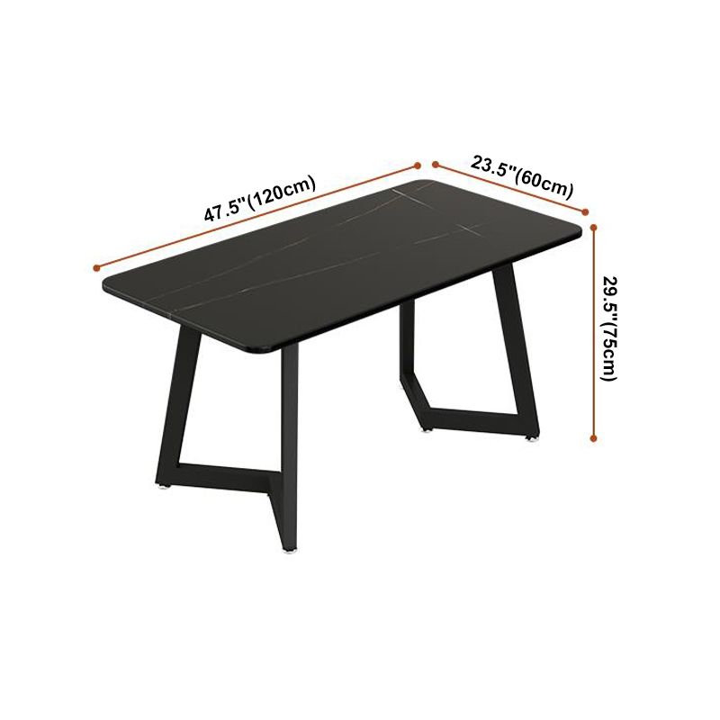 Sintered Stone Dining Table Black Industrial Style Dining Table with Metal Base Clearhalo 'Dining Tables & Seating' 'Dining Tables' 'dining_table' 'furn' 'furn_dining_table' 'Furniture' 'furniture_dining_table' 'Kitchen & Dining Furniture' 'kitchen' 'kitchen_dining_table' 1200x1200_0cdde4b2-606d-4cfd-948a-f96565ca23c0