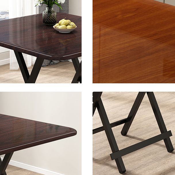 Modern Folding Wood Top Dining Table with Metal Leg for Living Room Clearhalo 'Dining Tables & Seating' 'Dining Tables' 'dining_table' 'furn' 'furn_dining_table' 'Furniture' 'Kitchen & Dining Furniture' 1200x1200_0cdf6403-6cc3-4cab-8c64-ed0f36229f9a