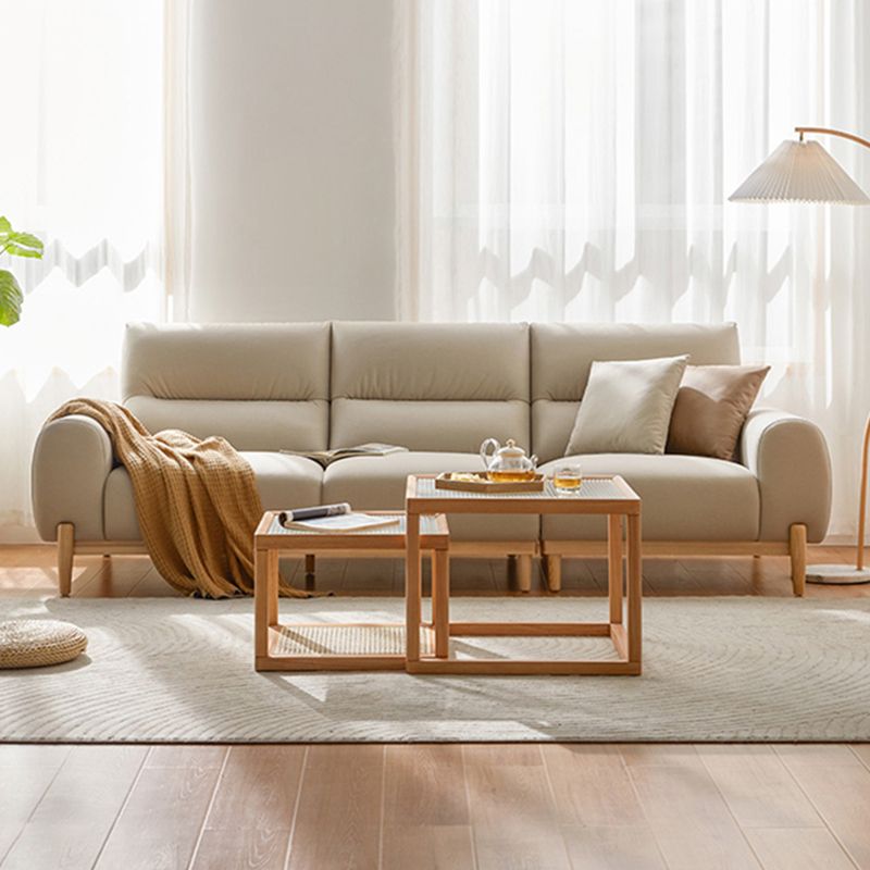 Contemporary Sewn Pillow Back Square Arm Sofa For Living Room