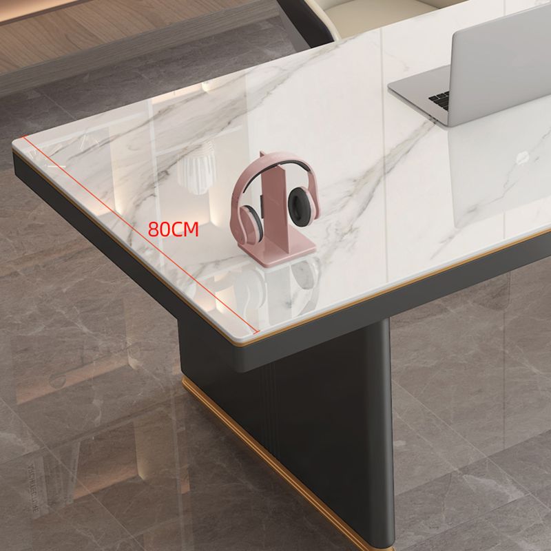 Forme rectangulaire Bureau contemporain Bureau en pierre Tâche de tâche avec 2 jambes en blanc et noir