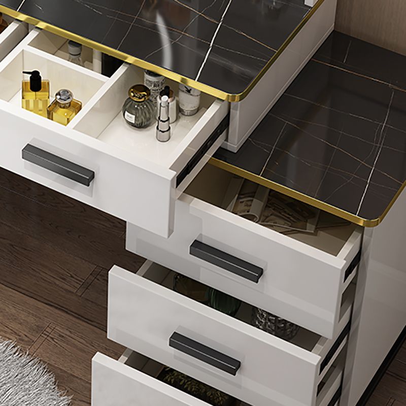 Tavolo da toeletta per trucco da letto di vanità a specchio con 5 cassetti in bianco