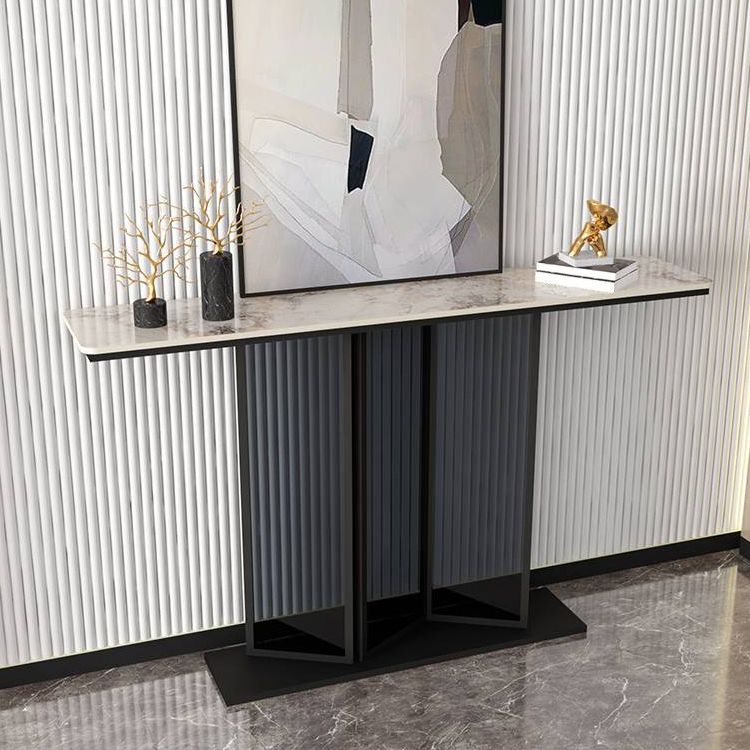 11.81" W Modern Console Table Stone Rectangle Accent Table for Hall