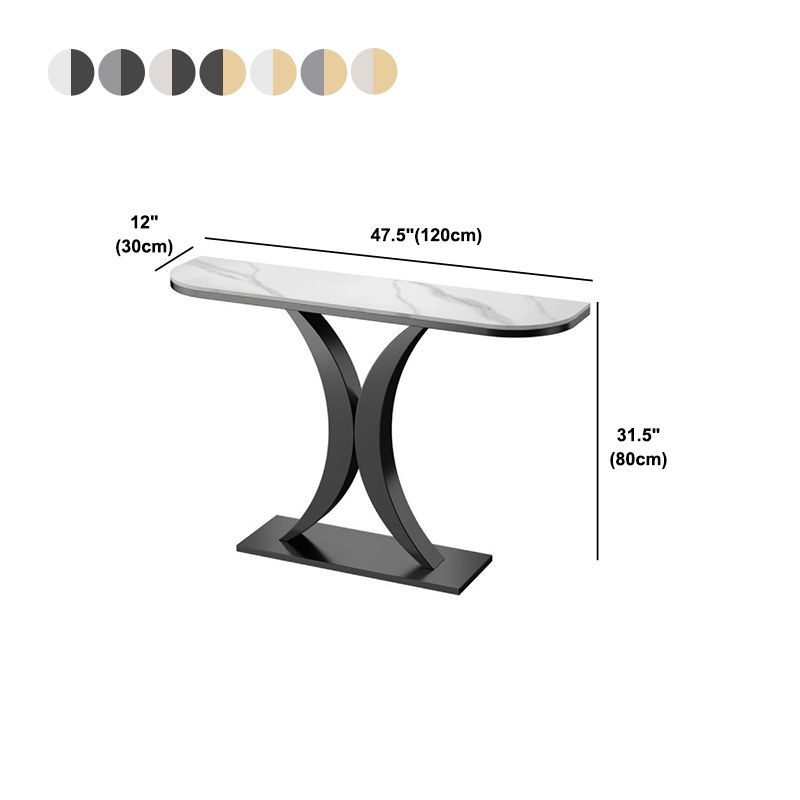 Tavolo da tavolo resistente alla macchia Tabella glam di pietra 11.81 "W x 31.49" H Half Moon Tavolo