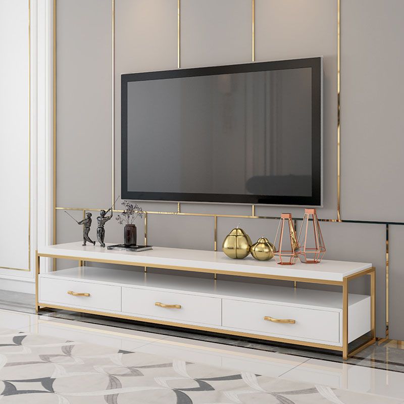 Glam TV Media Stand Console multimédia de rangement ouverte avec 3 tiroirs