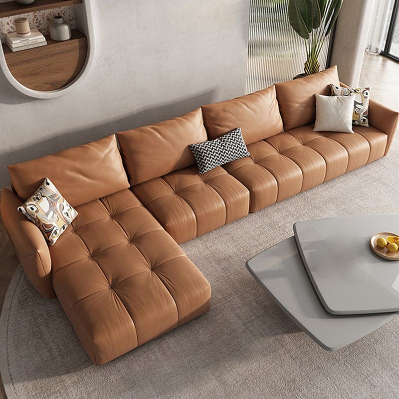 Nordic Pillows Square Arm Living Room Faux Leather Stationary Seating Clearhalo 'furn' 'furn_sectionals' 'Furniture' 'Living Room Furniture' 'Sectionals' 1200x1200_0ce6e0d0-189a-4c7b-86a0-878c213e6c61