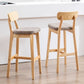 Modern Armless Backrest Counter Stool Oak Wood Cafe Bar Stool with Cushion and Pedal