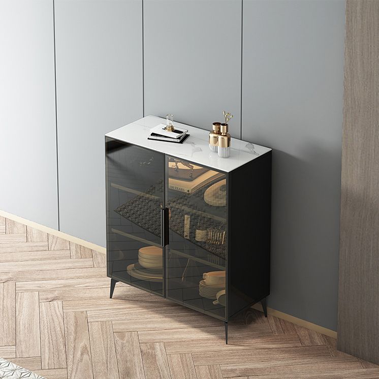 Stile sideboard in vetro moderno in stile sala da pranzo 36,6 "h buffet server in nero