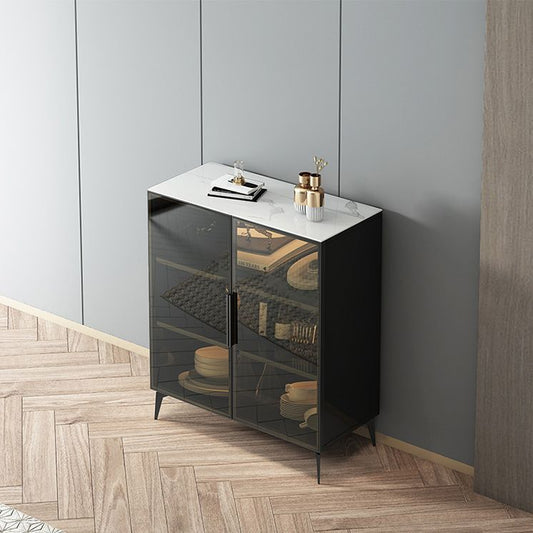 Stile sideboard in vetro moderno in stile sala da pranzo 36,6 "h buffet server in nero