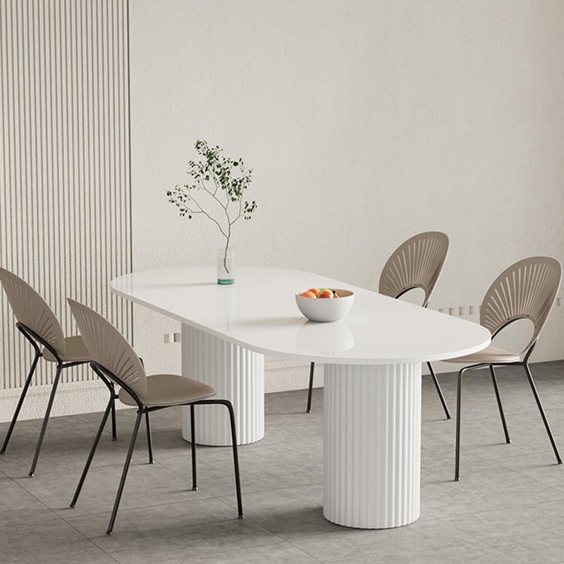 Oval Sintered Stone Dining Table Modern White Furniture with Double Pedestal for Home Clearhalo 'Dining Tables & Seating' 'Dining Tables' 'dining_table' 'furn' 'furn_dining_table' 'Furniture' 'Kitchen & Dining Furniture' 1200x1200_0cebff5c-9641-4fed-bb1a-f9a6b847217e