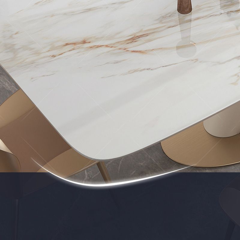 Modern Sintered Stone White Dining Set with Rectangle Table and Metal Base Home Use Dining Set Clearhalo 'Dining Room Sets' 'Dining Tables & Seating' 'dining_room_set' 'furn' 'furn_dining_room_set' 'Furniture' 'furniture_dining_room_set' 'Kitchen & Dining Furniture' 'kitchen&dining_furn' 'kitchen' 1200x1200_0cec8599-65f4-4ea4-9544-8093dacfa75c