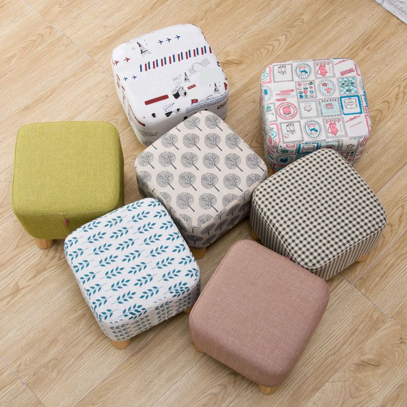 Fabric Standard Stool Contemporary Simple Square Upholstered Ottoman Clearhalo 'furn' 'furn_ottomans_poufs' 'Furniture' 'Living Room Furniture' 'Ottomans & Poufs' 'ottomans_poufs' 1200x1200_0cee1f78-e451-4285-b8db-45092a1b20d9