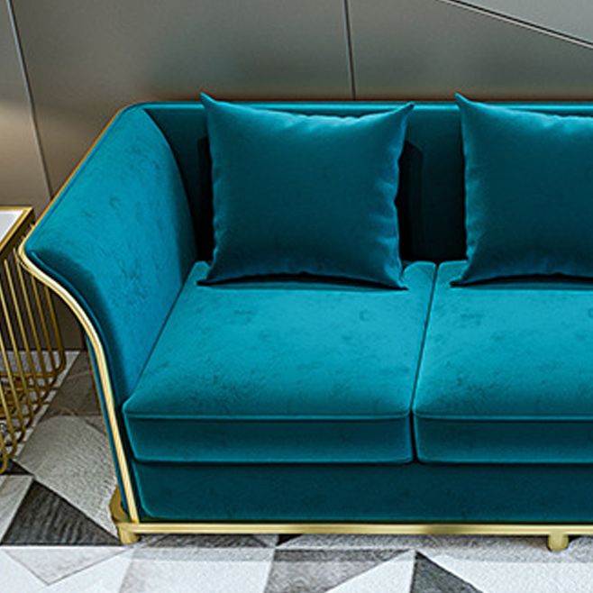 27.5" H Contemporary Blue Velvet Tuxedo Arm Sofa with Pillows Clearhalo 'furn' 'furn_sofas' 'Furniture' 'Living Room Furniture' 'Sofa' 'sofas' 1200x1200_0cee9c29-5808-4f48-bf5d-d0b24d595726
