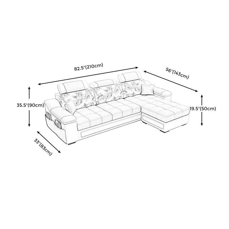 Pillow Top Arm Modular Settee Furniture 3-seater Sofa and Chaise with Pillows Clearhalo 'furn' 'furn_sectionals' 'Furniture' 'furniture_sectionals' 'kitchen' 'kitchen_sectionals' 'Living Room Furniture' 'Sectionals' 1200x1200_0cee9cfb-5a68-4a94-83ac-708fd0011a09