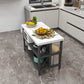 Rolling Modern Kitchen Island Table Dining Room Open Storage Prep Table