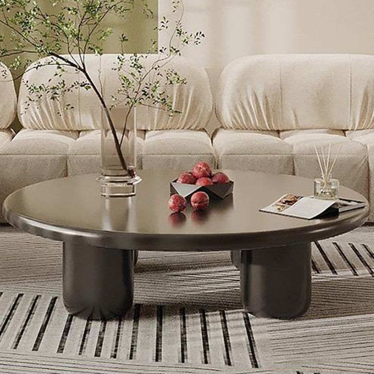 Round Wood Simple Coffee Table Nordic 4 Legs Cocktail Table - 13.8" H