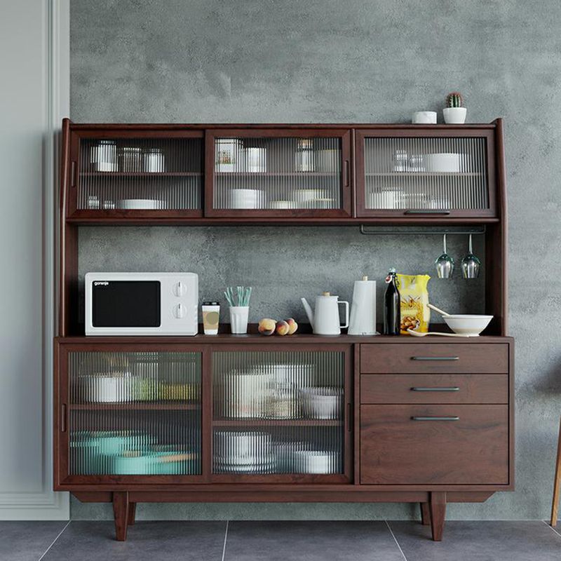 Porte di vetro contemporanea pranzo Hutch Pine Hutch a buffet