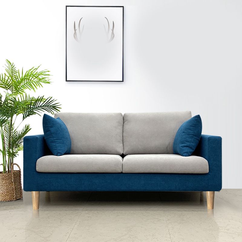 Contemporary Fabric Stationary Square Arm Loveseat with Loose Back Clearhalo 'furn' 'furn_sofas' 'Furniture' 'furniture_sofas' 'kitchen' 'kitchen_sofas' 'Living Room Furniture' 'Sofa' 'sofas' 1200x1200_0cf1ccfd-9ccc-48af-8f4a-938a87f467cf