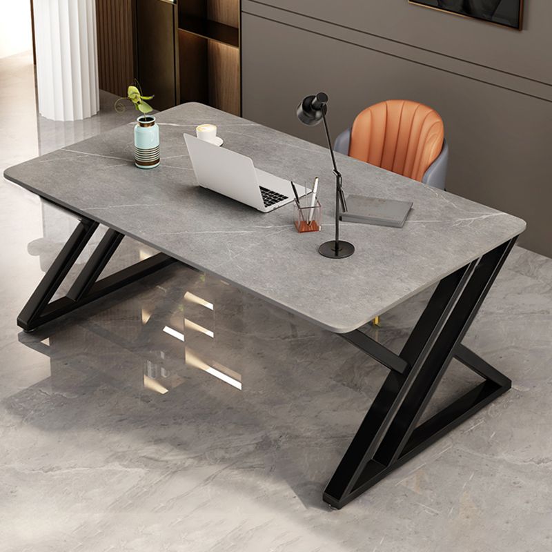 Stein rechteckiger Schreibtisch Industrial 29,53 "hoher Büroschreibtisch mit Schlittenbasis