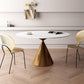 Round Stone Dining Table Modern White-black Furniture with Pedestal Base for Home