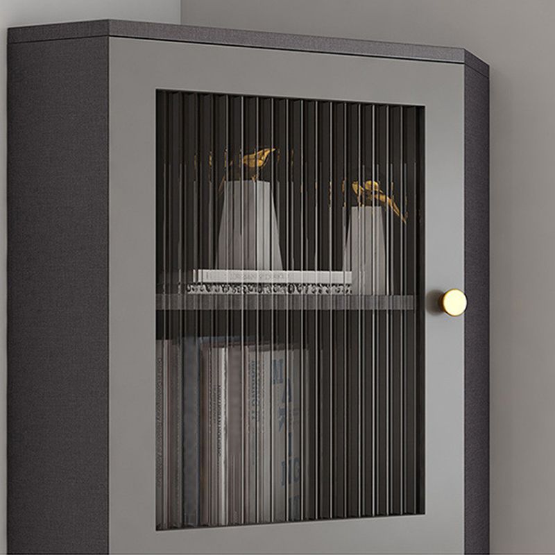 Contemporary Storage Cabinet with 3 Shelves and Glass Paned Triangle Cabinet Clearhalo 'Cabinets & Chests' 'cabinets_chests' 'furn' 'furn_cabinets_chests' 'Furniture' 'Living Room Furniture' 1200x1200_0cf66bb4-a473-492f-b031-b148161b9128