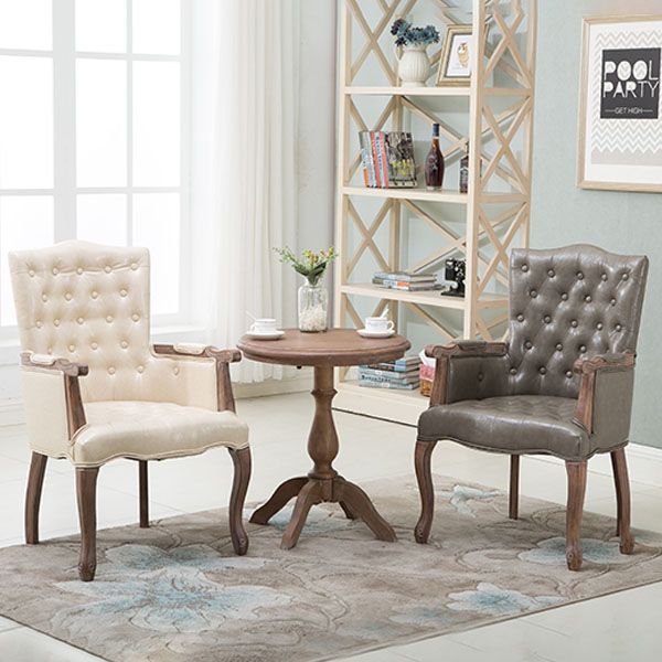 Farmhouse Faux Leather Home Arm Chair Matte Finish Solid Back Dining Chair Clearhalo 'Dining Chairs' 'Dining Tables & Seating' 'dining_chair' 'furn' 'furn_dining_chair' 'Furniture' 'furniture_dining_chair' 'Kitchen & Dining Furniture' 1200x1200_0cf79880-a0f9-4cfb-af1a-30d5cae2d857