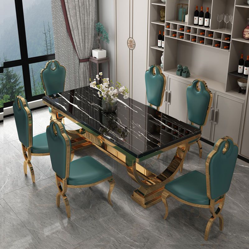 Traditional Luxury Marble Dining Table Rectangle Table with Metal Base in Gold Clearhalo ' dining_table' 'Dining Tables & Seating' 'Dining Tables' 'furn' 'furn_dining_table' 'Furniture' 'furniture_dining_table' 'Kitchen & Dining Furniture' 'kitchen&dining_furn' 'kitchen' 'kitchen_dining_table' 1200x1200_0cfaf6d5-490b-462e-bb33-7ed559685474