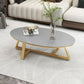 Glam elliptische leistenen salontafel 61 cm H-cocktailtafel met gekruiste poten