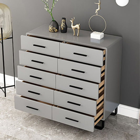 Contemporary Bedroom Storage Chest Engineered Wood Chest in Gray with Drawers