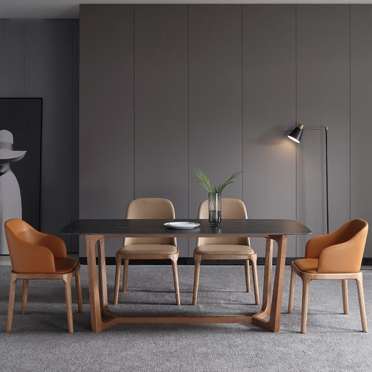 Sintered Stone Black Dining Table Simplicity Trestle Base Table for Dining Room Clearhalo ' dining_table' 'Dining Tables & Seating' 'Dining Tables' 'furn' 'furn_dining_table' 'Furniture' 'furniture_dining_table' 'Kitchen & Dining Furniture' 'kitchen&dining_furn' 'kitchen' 'kitchen_dining_table' 1200x1200_0cfc693f-c99c-499c-968d-b70d8fd4364a