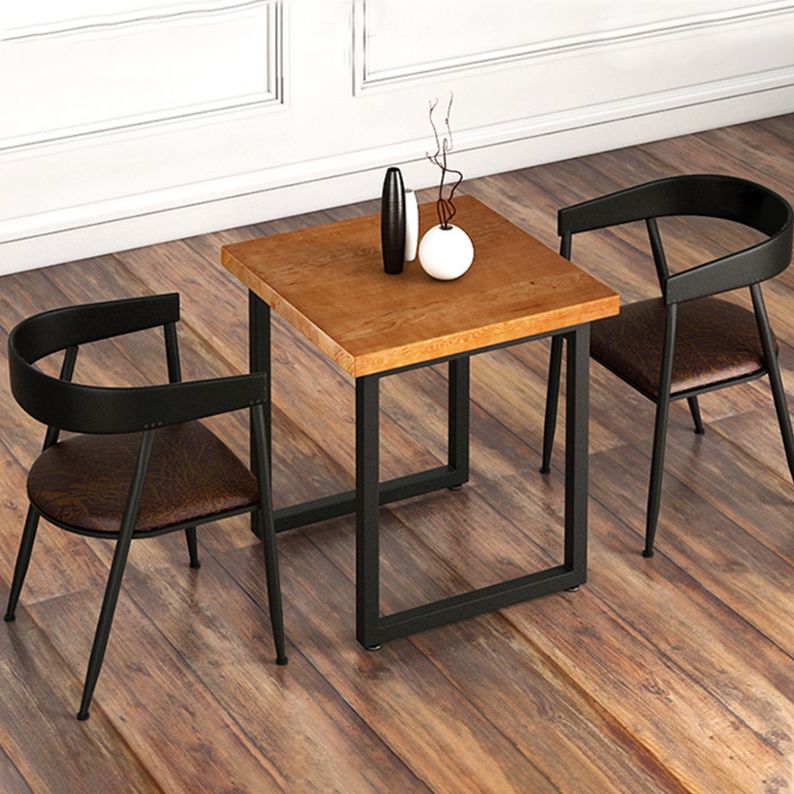 Industrial Style Solid Wood Dining Table Brown Square Table with Black Frame for Dinning Room Clearhalo ' dining_table' 'Dining Tables & Seating' 'Dining Tables' 'furn' 'furn_dining_table' 'Furniture' 'furniture_dining_table' 'Kitchen & Dining Furniture' 'kitchen&dining_furn' 'kitchen' 'kitchen_dining_table' 1200x1200_0cfd00ad-b723-442d-845c-84b8357b156f