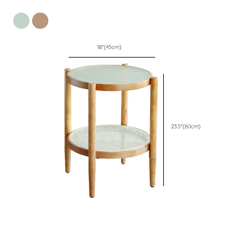 Round Glass/ Wood Top Coffee Table 4 Legs Cocktail Table with Shelf Clearhalo 'Coffee & Accent Tables' 'Coffee Tables' 'coffee_tables' 'furn' 'furn_coffee_tables' 'Furniture' 'Living Room Furniture' 1200x1200_0cfdbf77-ea8d-4530-b1ad-656ed0c6bd5d