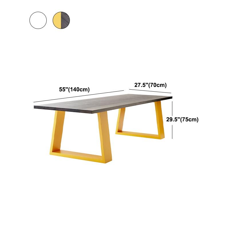 Tavolo da pranzo rettangolare industriale in metallo per la casa Tavolo con piano in legno di pino con slitta