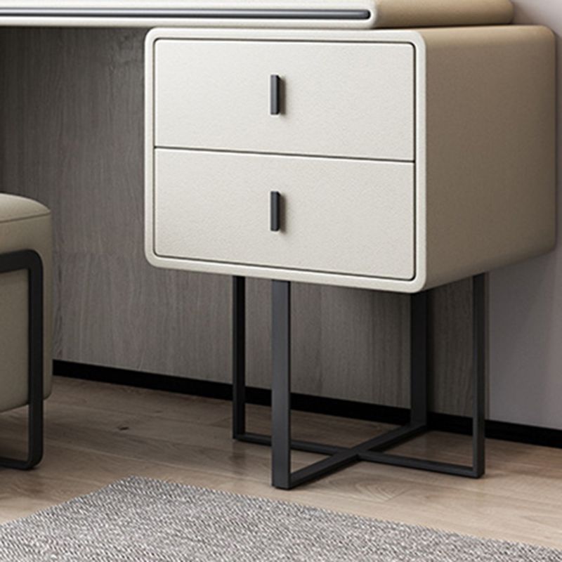 Table de casse-toi de maquillage de vanité en faux cuir avec tabouret et miroir - 39,37 "W