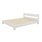 Contemporary Wood Standard Bed, Slat Rectangular Headboard Bed