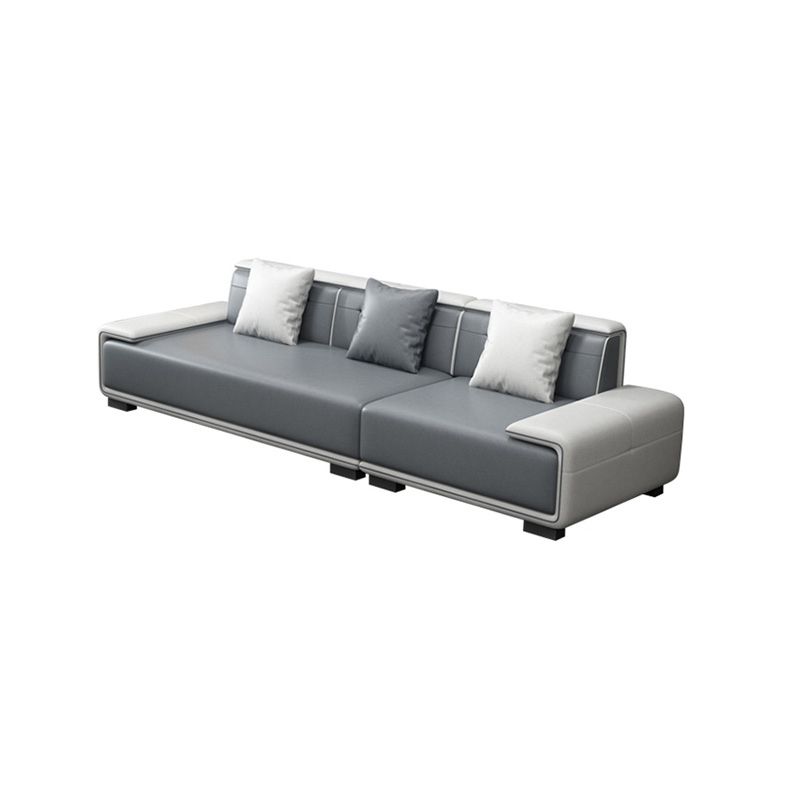 29"H Scandinavian Sectional Sofa Leather Grey Sectionals with Bostol Pillows Clearhalo 'furn' 'furn_sectionals' 'Furniture' 'Living Room Furniture' 'Sectionals' 1200x1200_0d01843f-124a-4ba0-8f57-a4c4b72336d5