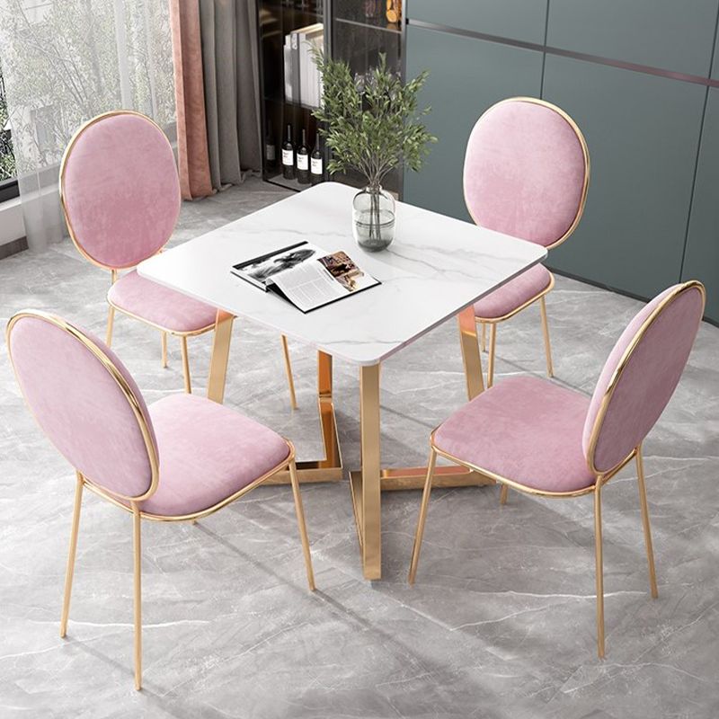 Glam Style Stone Square Dining Table with Metal 4 Legs for Living Room Clearhalo 'Dining Tables & Seating' 'Dining Tables' 'dining_table' 'furn' 'furn_dining_table' 'Furniture' 'furniture_dining_table' 'Kitchen & Dining Furniture' 'kitchen' 'kitchen_dining_table' 1200x1200_0d026657-fd18-4db5-a6bd-f2009f299f2c