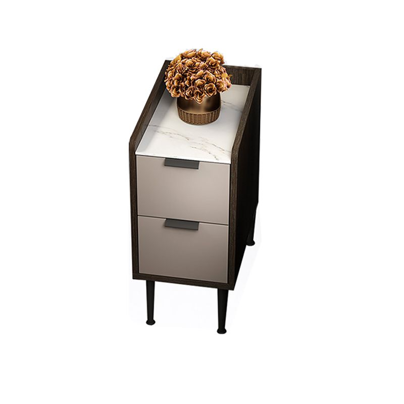 Espresso Wood and Off-White Night Table Modern Stone and Pearl Wood Bedside Cabinet Clearhalo 'Bedroom Furniture' 'furn' 'furn_night_stand' 'Furniture' 'night_stand' 'Nightstands' 1200x1200_0d05293c-fad6-4bd0-b5cb-2056e8e2b7f1