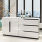 Modern MDF 31.5"H Sideboard Buffet Drawer and 2-Door Living Room Server in White Clearhalo 'buffet_sideboard' 'Buffets & Sideboards' 'furn' 'furn_buffet_sideboard' 'Furniture' 'Kitchen & Dining Furniture' 1200x1200_0d073d6d-8418-4e38-9392-fb62f4a909fd
