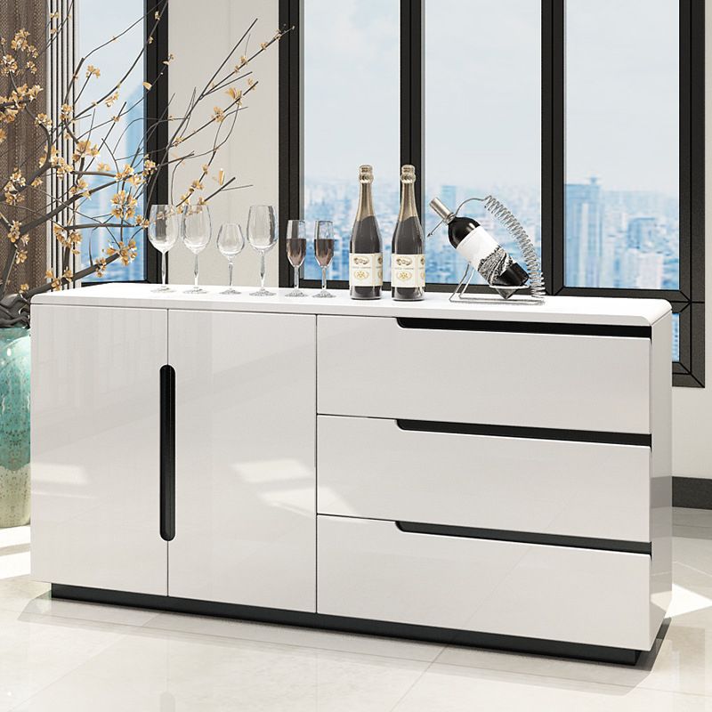 Modern MDF 31.5"H Sideboard Buffet Drawer and 2-Door Living Room Server in White Clearhalo 'buffet_sideboard' 'Buffets & Sideboards' 'furn' 'furn_buffet_sideboard' 'Furniture' 'Kitchen & Dining Furniture' 1200x1200_0d073d6d-8418-4e38-9392-fb62f4a909fd