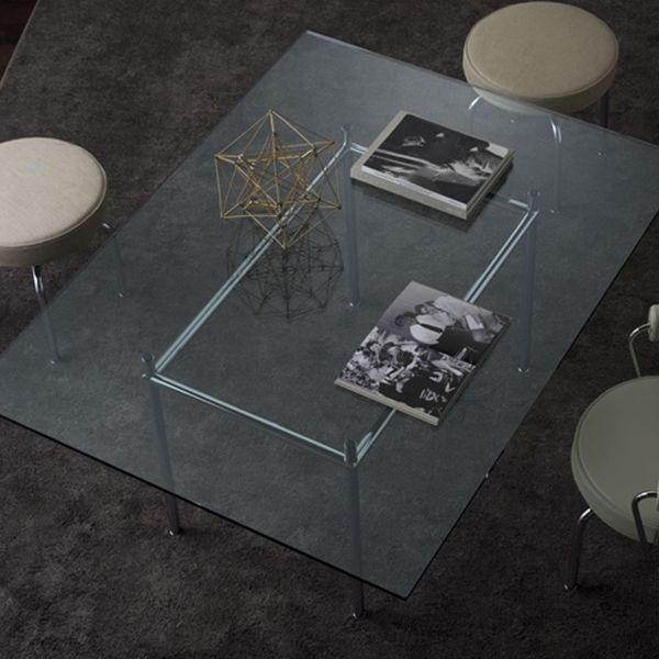 Contemporary Rectangular Dining Table Indoor Table with 4 Metal Legs Clearhalo ' dining_table' 'Dining Tables & Seating' 'Dining Tables' 'furn' 'furn_dining_table' 'Furniture' 'furniture_dining_table' 'Kitchen & Dining Furniture' 'kitchen&dining_furn' 'kitchen' 'kitchen_dining_table' 1200x1200_0d08f067-1936-4d6f-bfb7-8f034c83b3e5